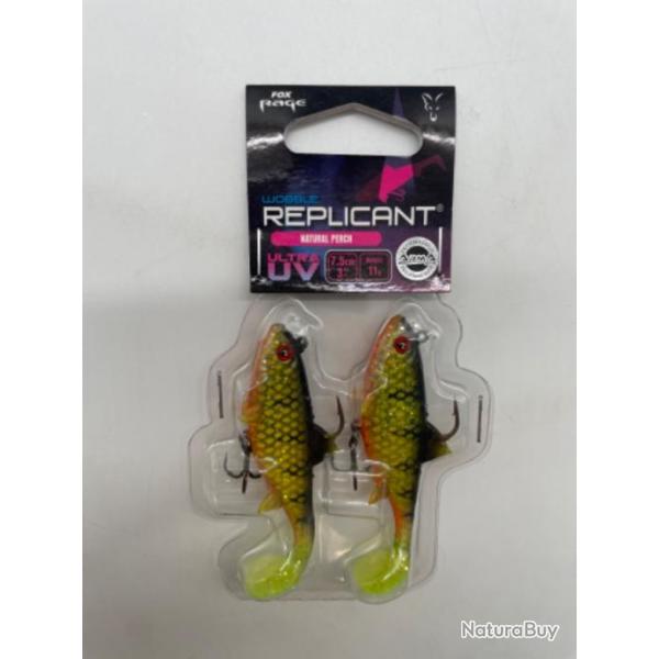 Leurres souples Fox rage replicant wobble natural perch  7,5cm