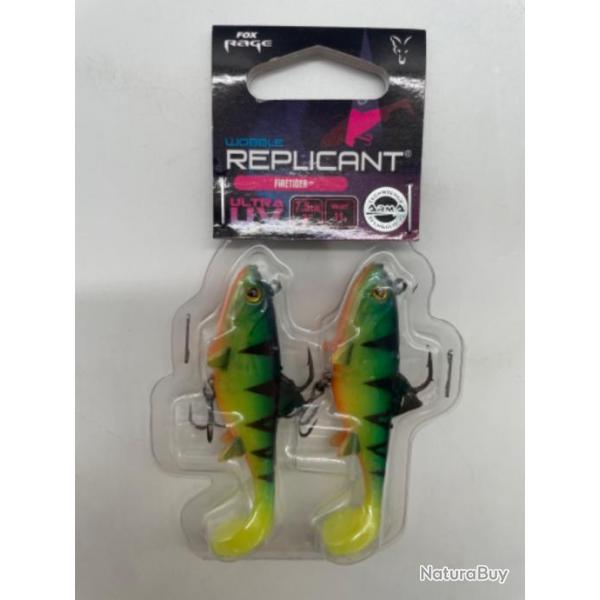 Leurres souples Fox rage replicant wobble firetiger  7,5cm