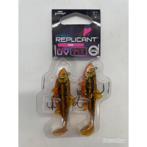 Leurres souples Fox rage replicant wobble goldie  7,5cm