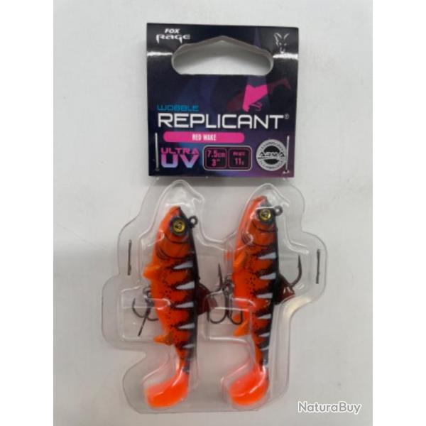 Leurres souples Fox rage replicant wobble red wake   7,5cm