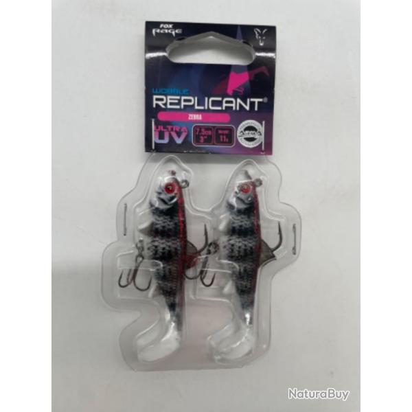 Leurres souples Fox rage replicant wobble zebra 7,5cm