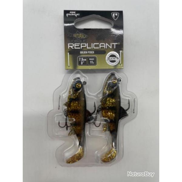 Leurres souples Fox rage replicant wobble golden perch 7,5cm