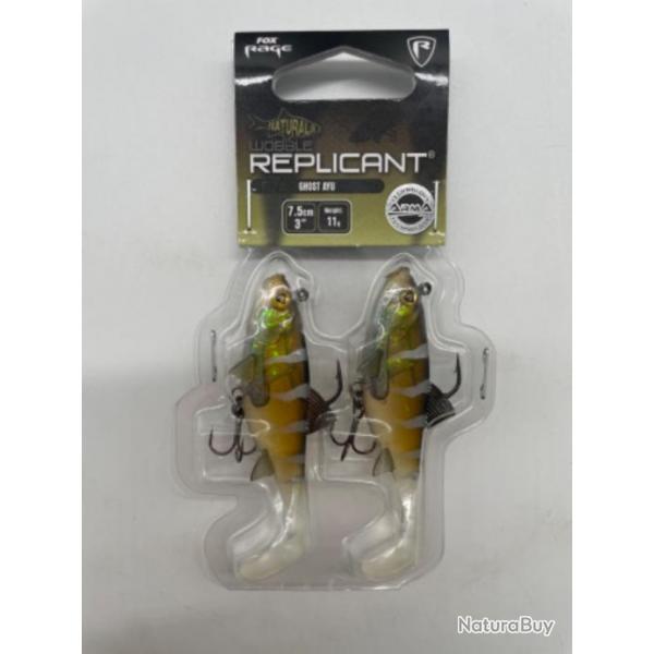 Leurres souples Fox rage replicant wobble ghost ayu 7,5cm