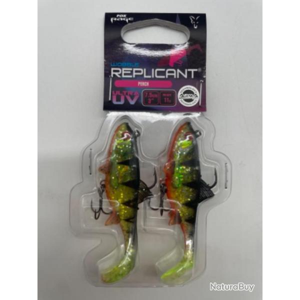 Leurres souples Fox rage replicant wobble UV perch  7,5cm