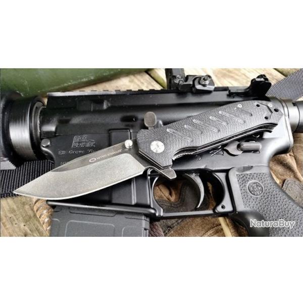 Couteau Witharmour Shooter Black Manche G10 Lame Acier 440C IKBS Linerlock Clip WAR032BK