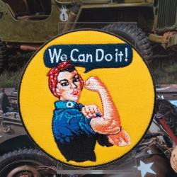 Patch brodé à coudre ou à thermocoller " We can do it "  85 mm