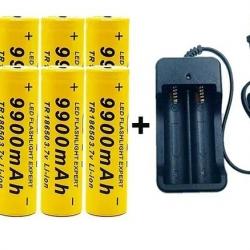 8 Batterie lithium-ion rechargeable, 18650 V, 3.7 mAh,9900MAH + 1 chargeur