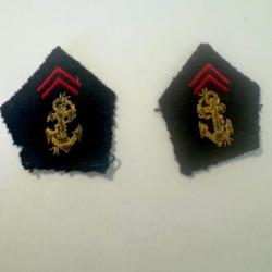 Paire d'Ecussons de col, infanterie coloniale, troupe de marine. Dans son jus
