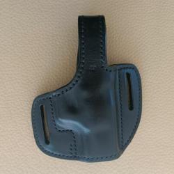 Holster GLOCK 19 et GLOCK 23 en cuir noir, droitier, type "galet"