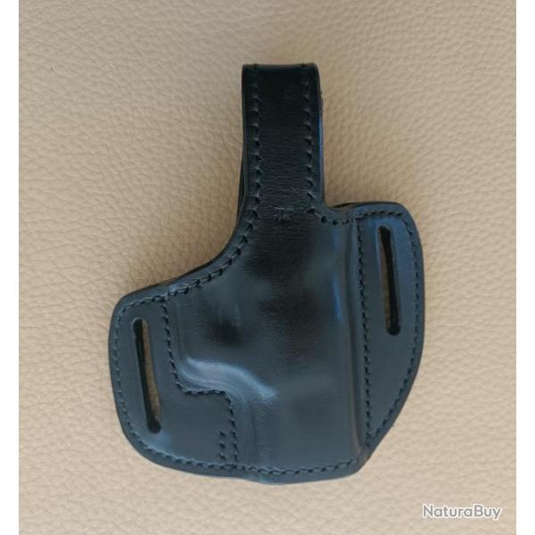 Holster GLOCK 19 en cuir noir, droitier, type "galet"