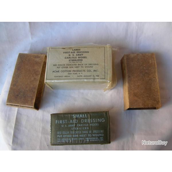 WW2/POSTWAR  US LOT DE 2 PANSEMENTS BANDAGES MILITAIRES AMRICAINS 39/45