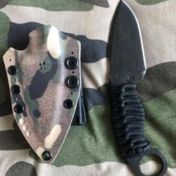 Couteau de combat forgé artisanal + étui kydex  P. TAC