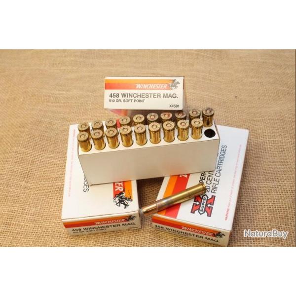 3 boites Winchester calibre 458 Winchester, 510 grain SP