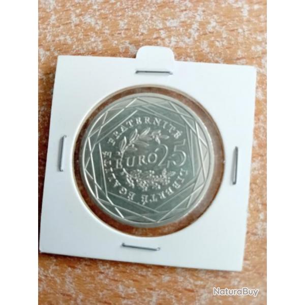 Piece de 25 euros en argent : La Semeuse 2009. Monnaie de Paris.