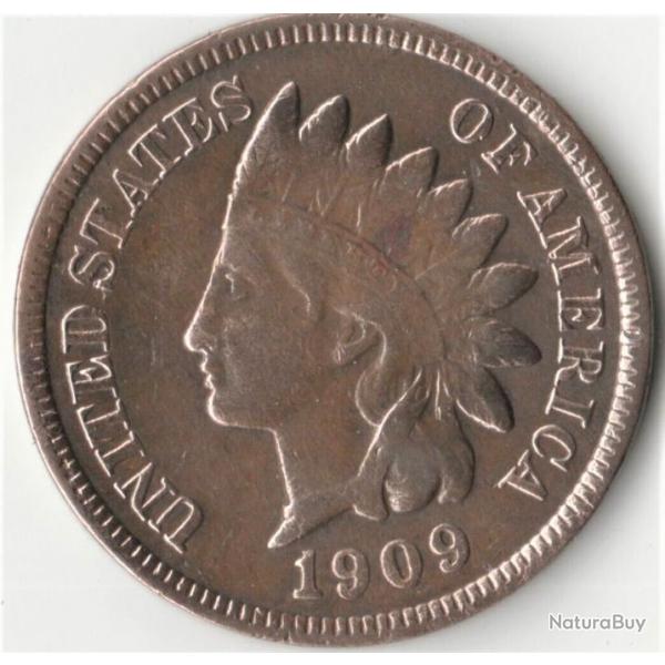 INDIEN D'AMRIQUE Indian Head one pence le PENNY de lgende western et cow boy Rare 1909