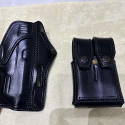 Holster & Porte Chargeur Cuir Noir Glock 19