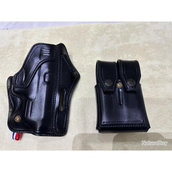 Holster & Porte Chargeur Cuir Noir Glock 19