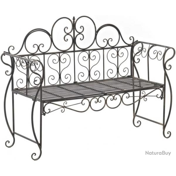 Banc Jardin Fer Forg Couleur Bronze- Banquette de Terrasse Balcon - Style Rustique