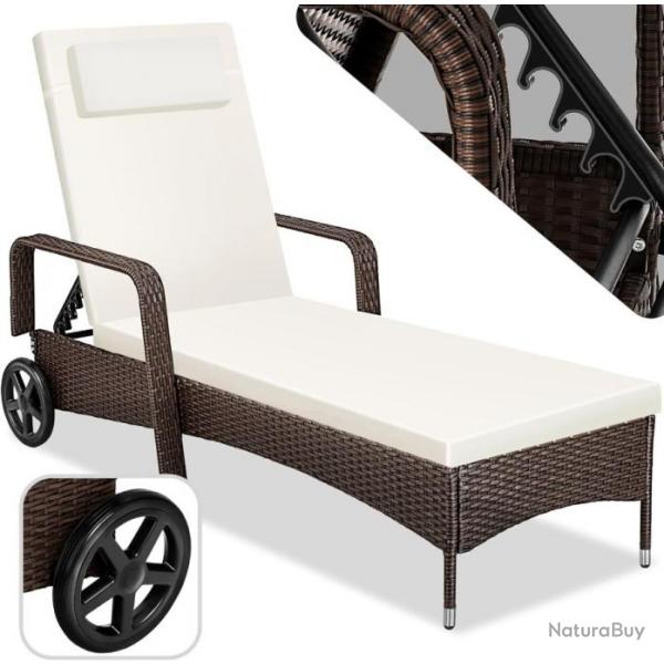 Chaise Longue Bain de Soleil Rsine Tresse Rsistant Inclinable avec Roulettes Transat