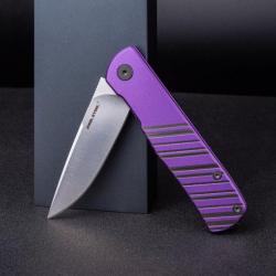 Couteau Real Steel Karly Purple Manche Aluminium Lame Acier VG10 IKBS Linerlock Clip RS6053