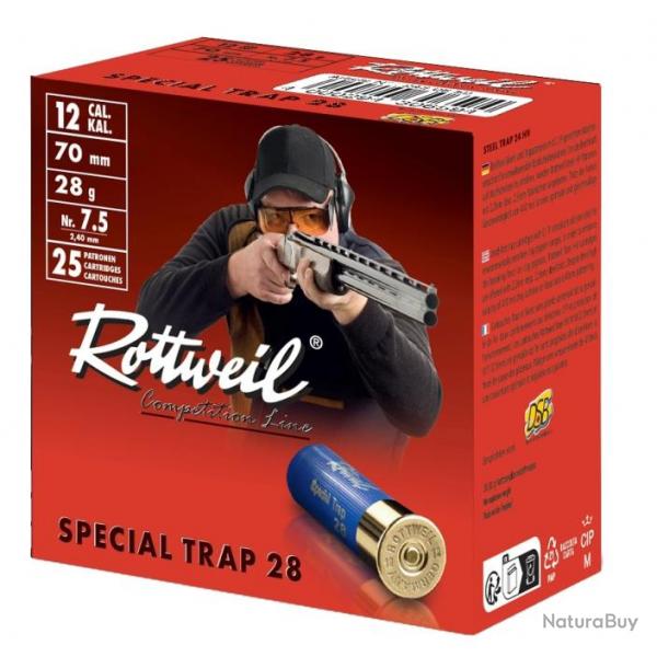 CAL 12/70 ROTTWEIL SPECIAL TRAP  28G 7,5 40 boites pour 1000 cartouches