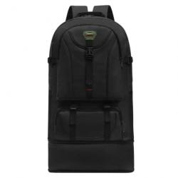 Sac à Bagages de Voyage en Nylon Imperméable Grande Capacité 75L Multifonctionnelle Noir