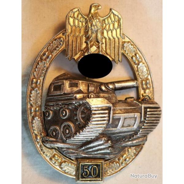 Insigne allemand Panzerkampfabzeichen Silber mit Einsatzahl "50" jours de combat - SDC24IAL007