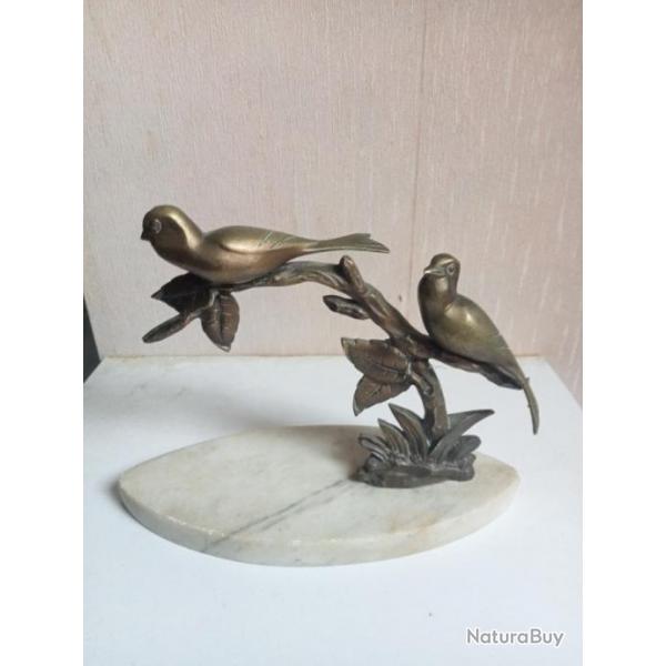 statuette oiseaux en rgule sur support marbre hauteur 17 cm x 21 cm