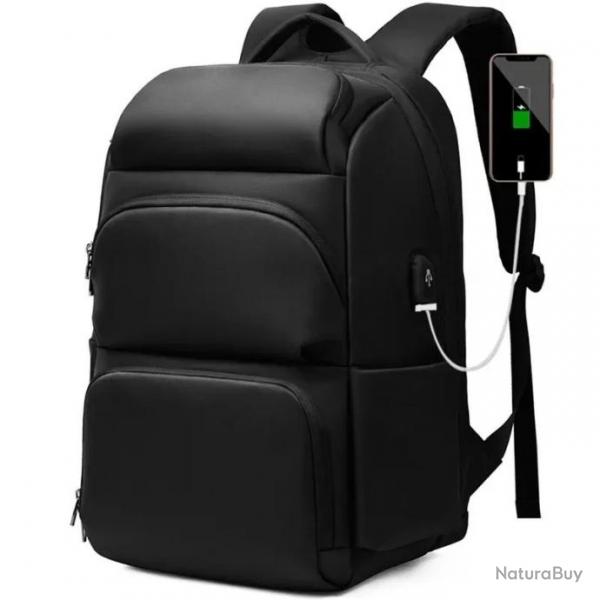 Sac  Dos pour Homme avec Interface USB Multifonctionnel de Grande Capacit Noir