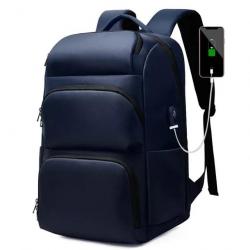 Sac à Dos pour Homme avec Interface USB Multifonctionnel de Grande Capacité Bleu