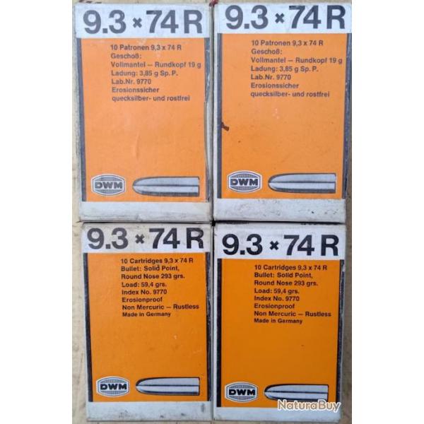 40 munitions DWM neuves calibre 9,3x74R blindes 19 g 1 sans prix de rserve