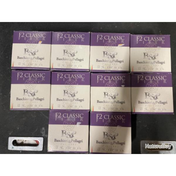 Lot 250 cartouches Baschieri & Pellagri F2 Classic calibre 12/70 33 gr Plomb 6