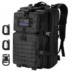 Sac à dos 40L Style Tactique Militaire Mousqueton D Molle Chasse Randonnée Alpinisme Escalade Noir