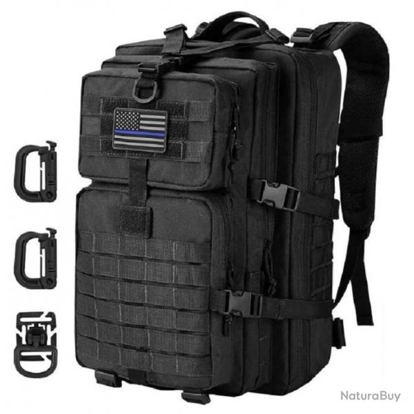 Sac  dos 40L Style Tactique Militaire Mousqueton D Molle Chasse Randonne Alpinisme Escalade Noir