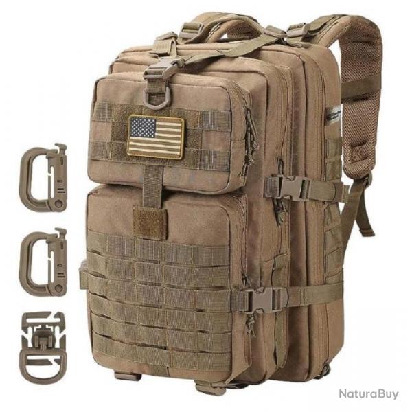 Sac  dos 40L Style Tactique Militaire Mousqueton D Molle Randonne Alpinisme Escalade Chasse Kaki