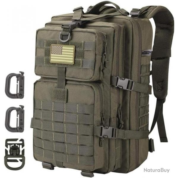 Sac  dos 40L Style Tactique Militaire Mousqueton D Molle Alpinisme Chasse Randonne Escalade Vert