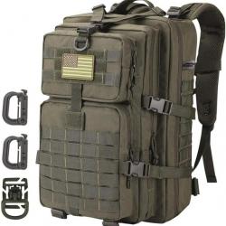 Sac à dos 40L Style Tactique Militaire Mousqueton D Molle Alpinisme Escalade Chasse Randonnée Vert