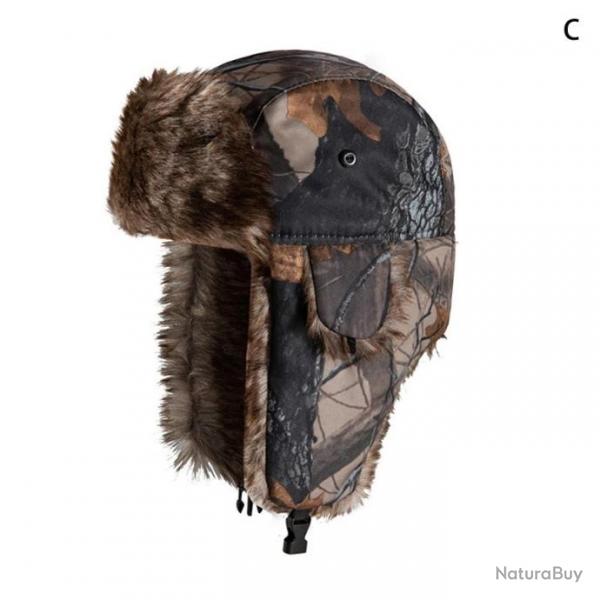 Chapka chapeau de bombardier protection oreille rabattable - Camouflage C