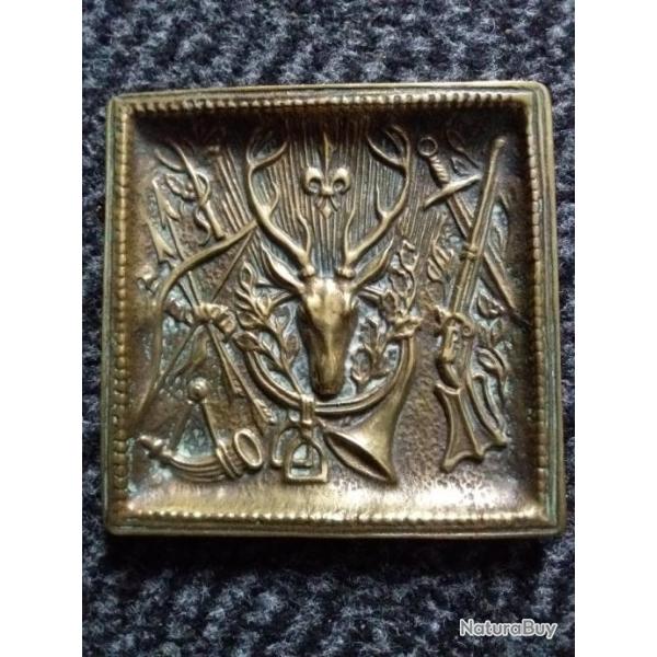 vide poche en bronze Max LeVerrier dcor chasse  courre , fleur de lys dague cor de chasse venerie