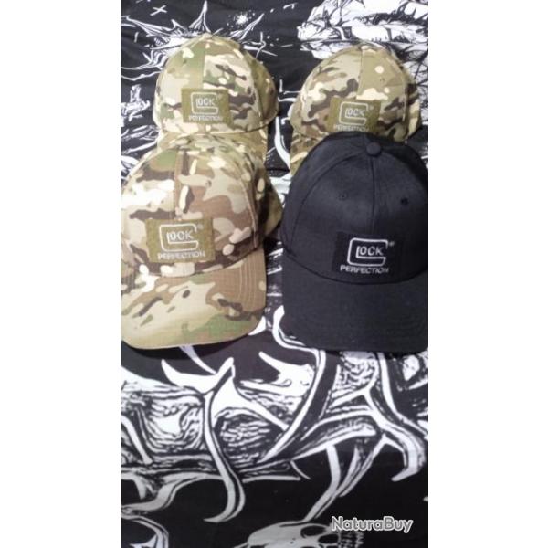 lot 4 casquettes glock 100 % neuves ! camo chasse pche tir , rglable