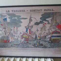 image d epinal encadrè combat naval le vengeur ,  histoire ,navigation, marine