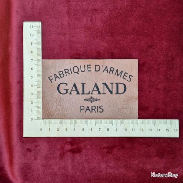 Etiquette en cuir pour coffret "GALAND" fabrique d'armes