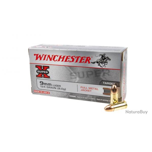 BF24 ! Pack de 10 boites de cartouches WINCHESTER SUPER X - Calibre 9mm 124gr FMJ (500 cartouches)