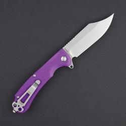 Couteau Daggerr Powie Purple Lame Acier 8Cr14MoV Bowie Manche FRN Linerlock Clip DGRPWFPRSW