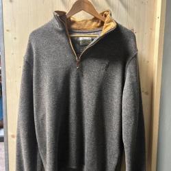 SWEAT COL ZIPPE MARRON CHINE