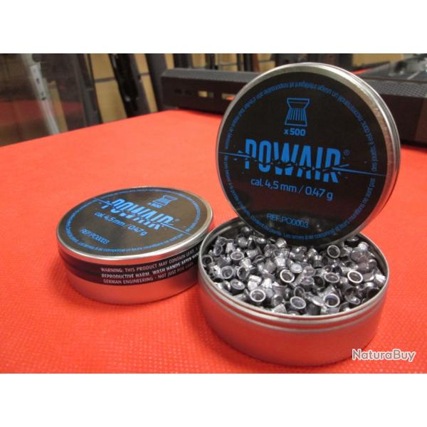 lot de 2 boites de 500 plombs plat Powair en 0.47g