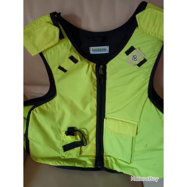 ENCHERE A GILET PARE BALLES FLUORESCENT JAUNE COMPLET EN KEVLAR