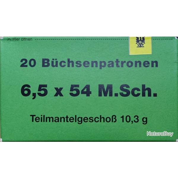 20 Munitions WAFFEN DORFNER calibre 6,5x54 Mannlicher Schnauer 10.3 g