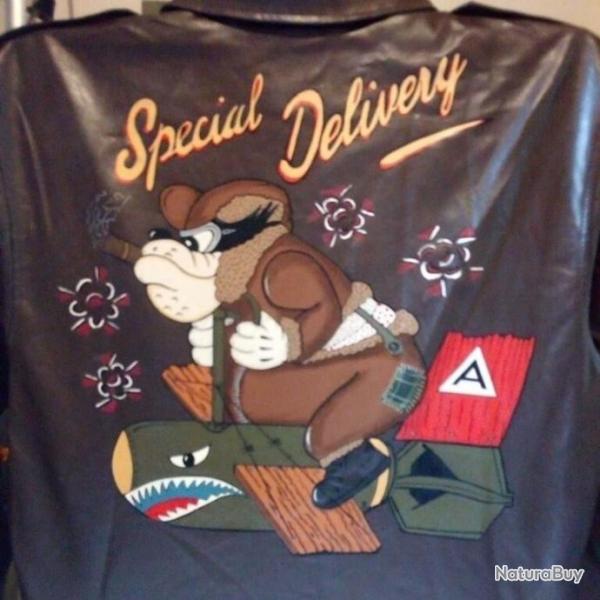 Veste aviateur US WW2 Type A2 : "SPECIAL DELIVERY"