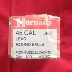 Boite de 100 Ogives Rondes Plomb de marque Hornady Cal 44 (.457) pour Arme Poudre Noire